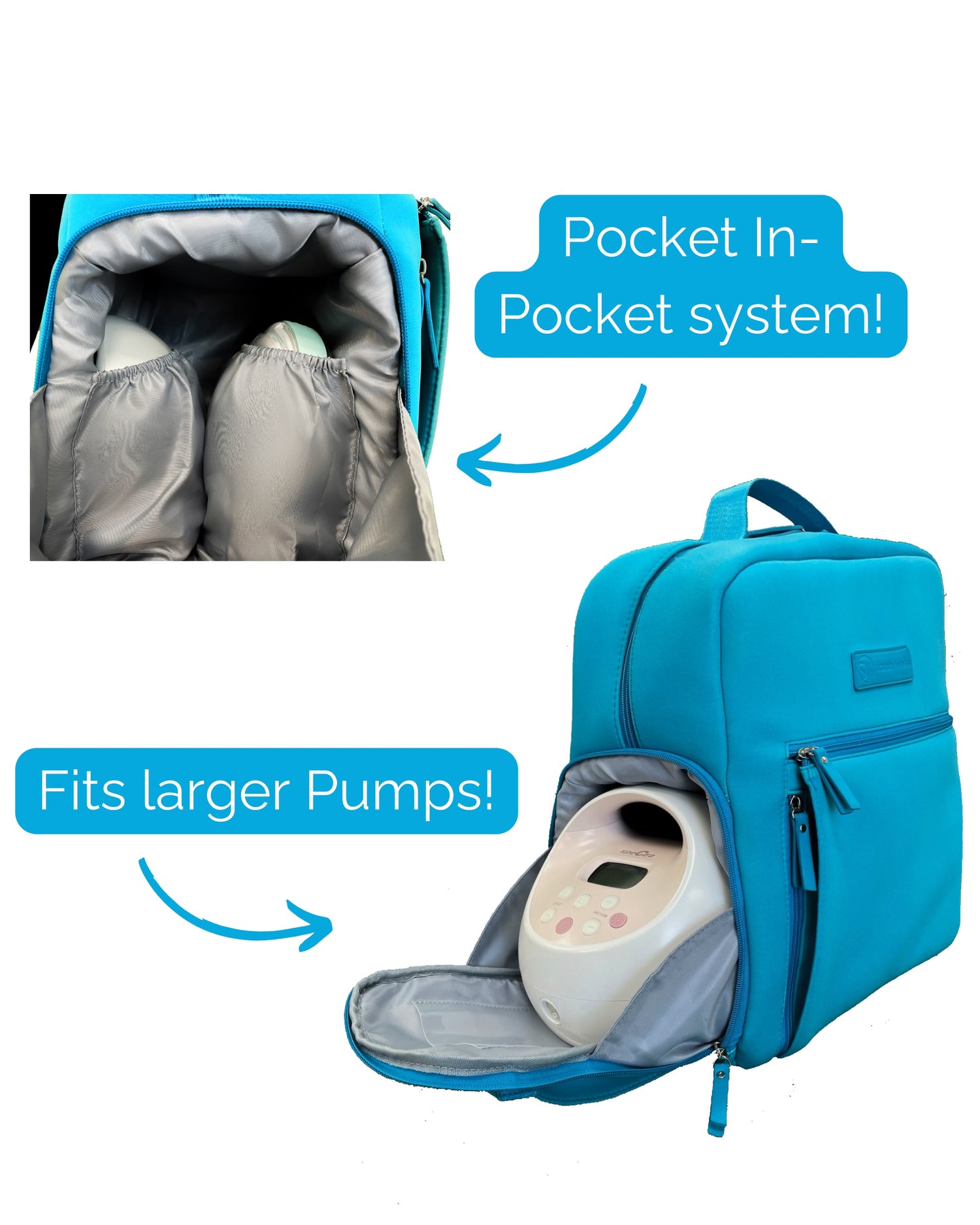 Sarah Wells Fiona Breast Pump Backpack – Neoprene, Machine Washable Bag with Insulated Storage, Laptop Sleeve &amp; Straps