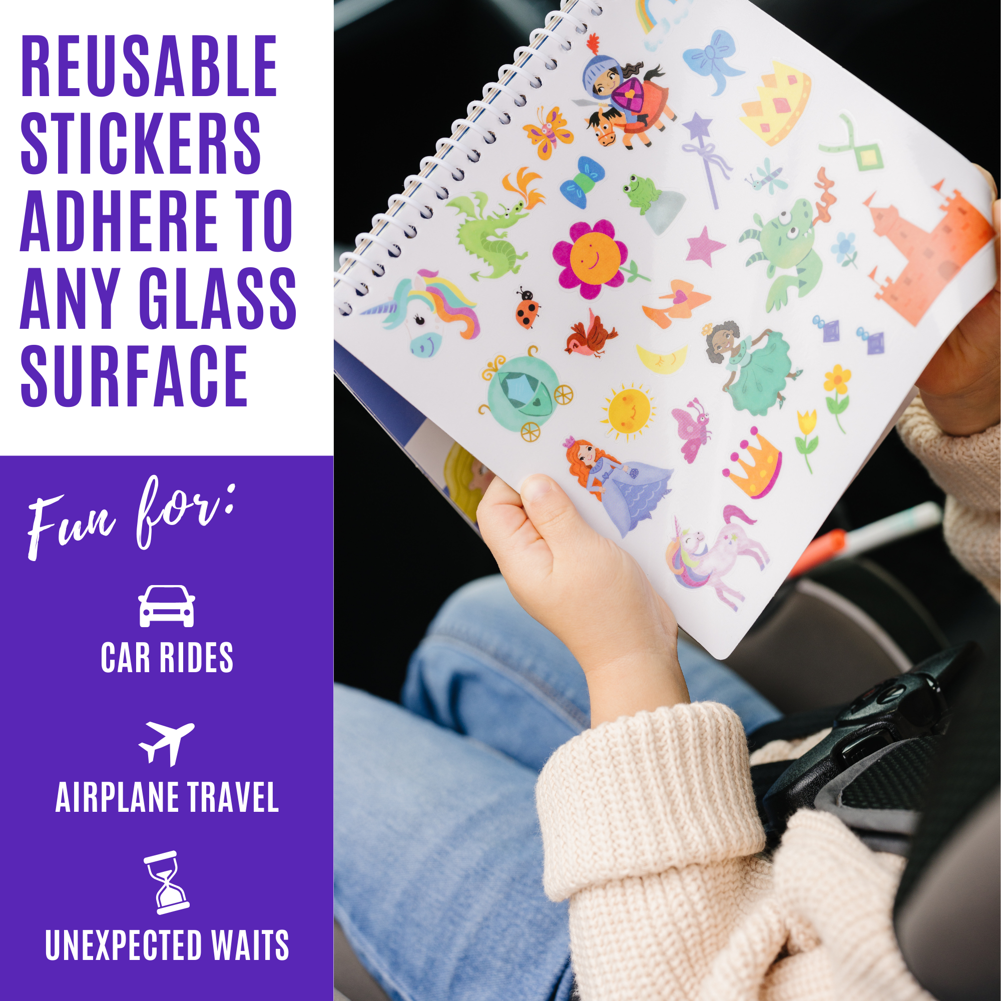 Small 7" Dry Erase Activity Book (incl. 2 Washable Markers &amp; Reusable Stickers)