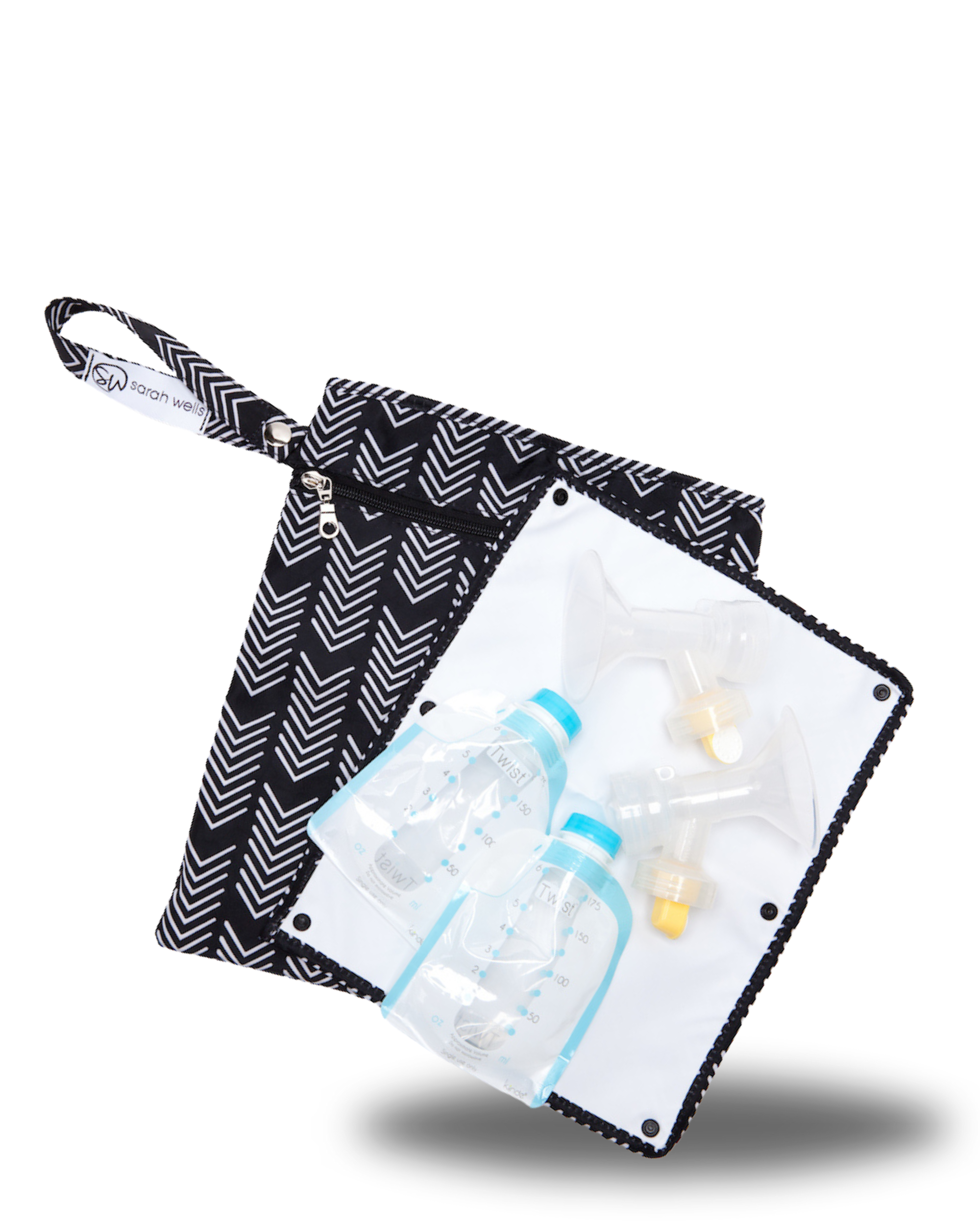 Sarah Wells Pumparoo Wet/Dry Bag – Compact Pump Parts Organizer with Waterproof Compartment &amp; Staging Mat – Machine Washable