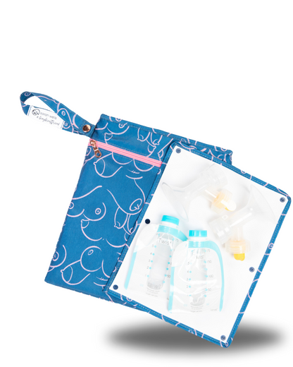 Sarah Wells Pumparoo Wet/Dry Bag – Compact Pump Parts Organizer with Waterproof Compartment &amp; Staging Mat – Machine Washable