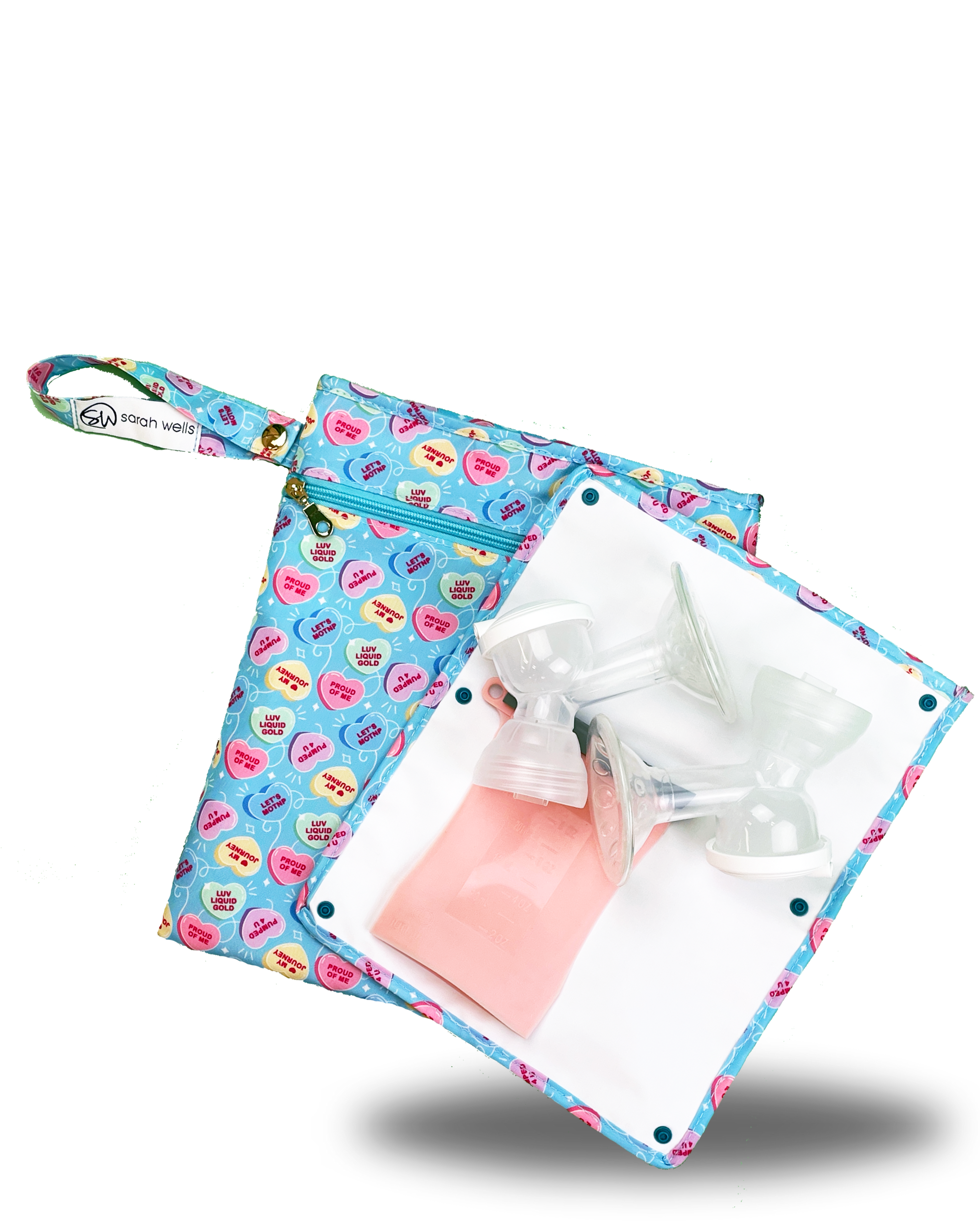 Sarah Wells Pumparoo Wet/Dry Bag – Compact Pump Parts Organizer with Waterproof Compartment &amp; Staging Mat – Machine Washable