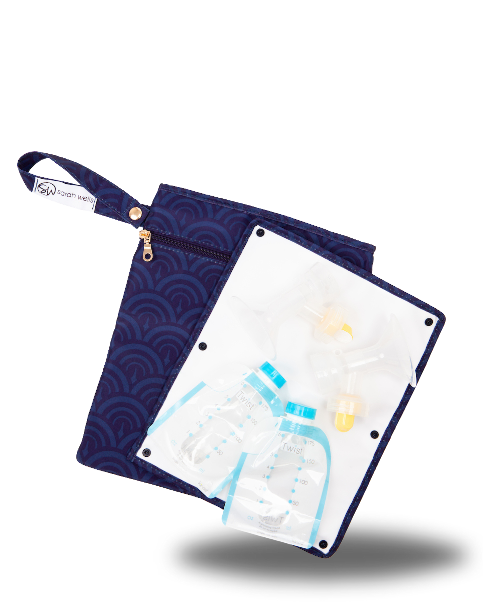 Sarah Wells Pumparoo Wet/Dry Bag – Compact Pump Parts Organizer with Waterproof Compartment &amp; Staging Mat – Machine Washable