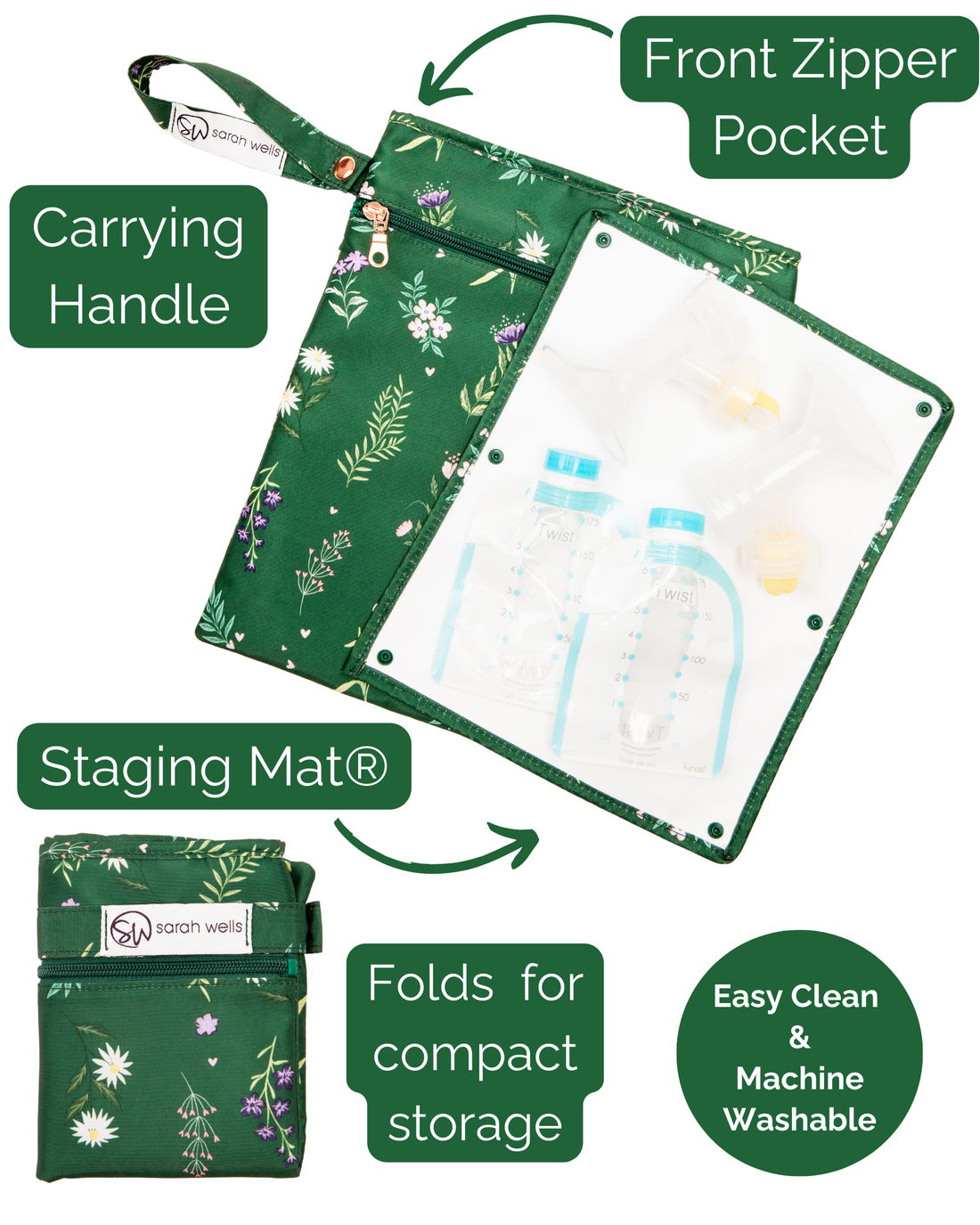 Pumparoo Wet/Dry Bag with Staging Mat® (Olive You)