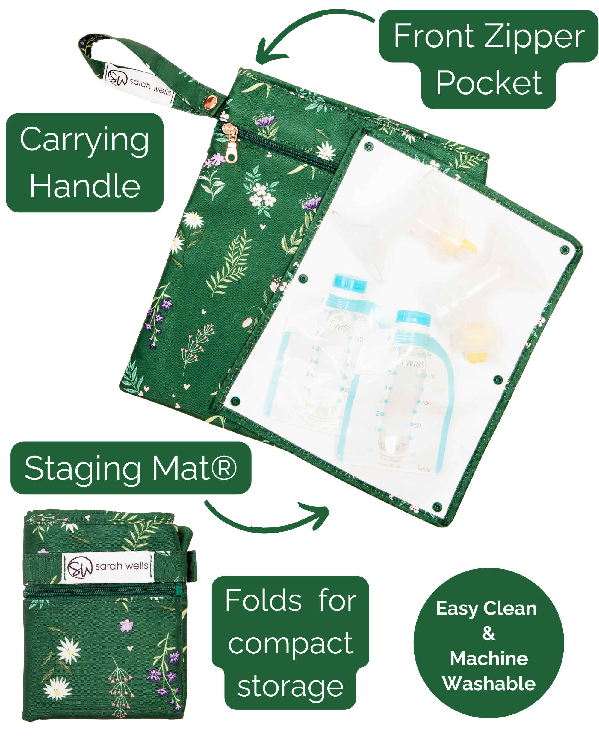 Pumparoo Wet/Dry Bag with Staging Mat® (Olive You)