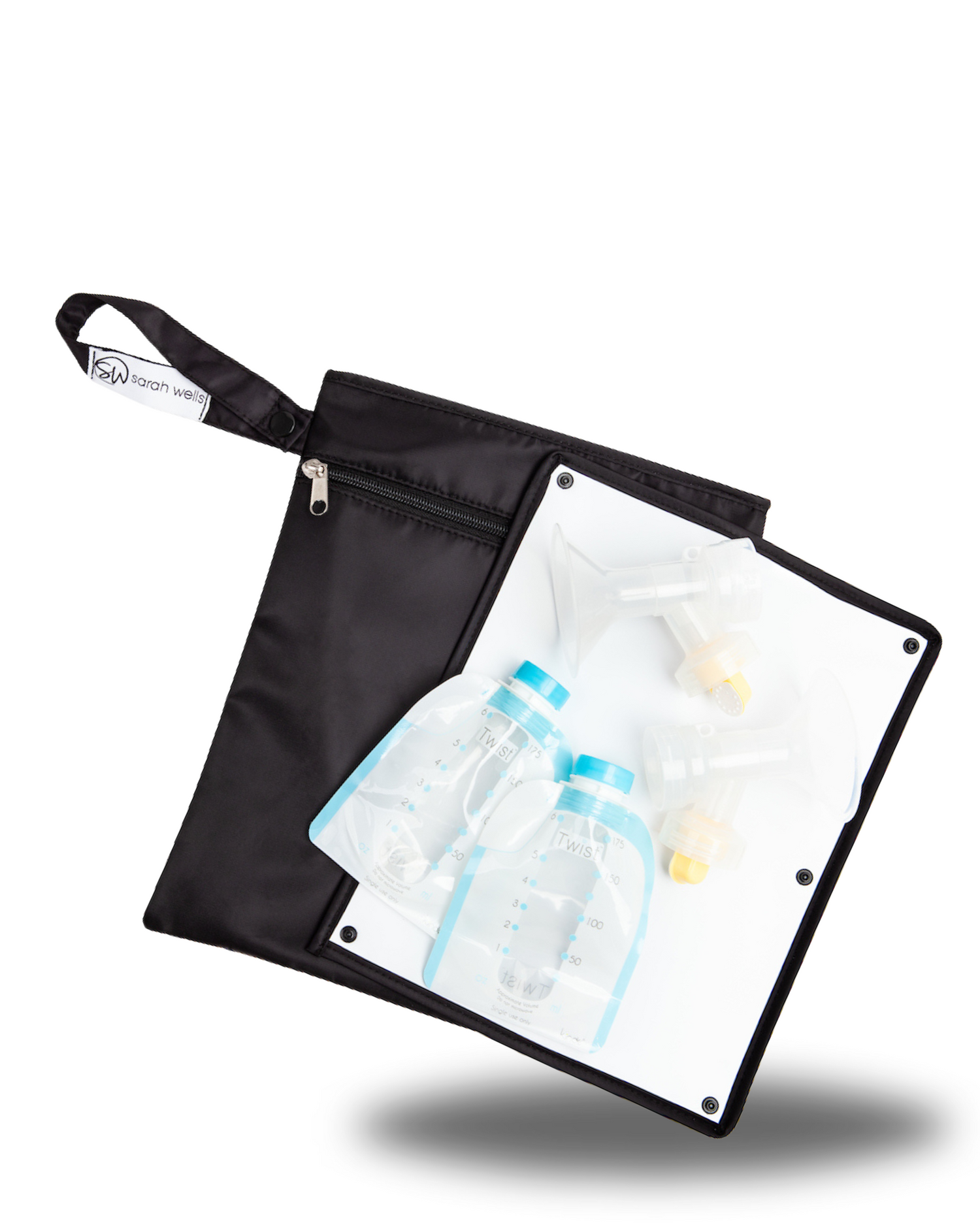 Sarah Wells Pumparoo Wet/Dry Bag – Compact Pump Parts Organizer with Waterproof Compartment &amp; Staging Mat – Machine Washable