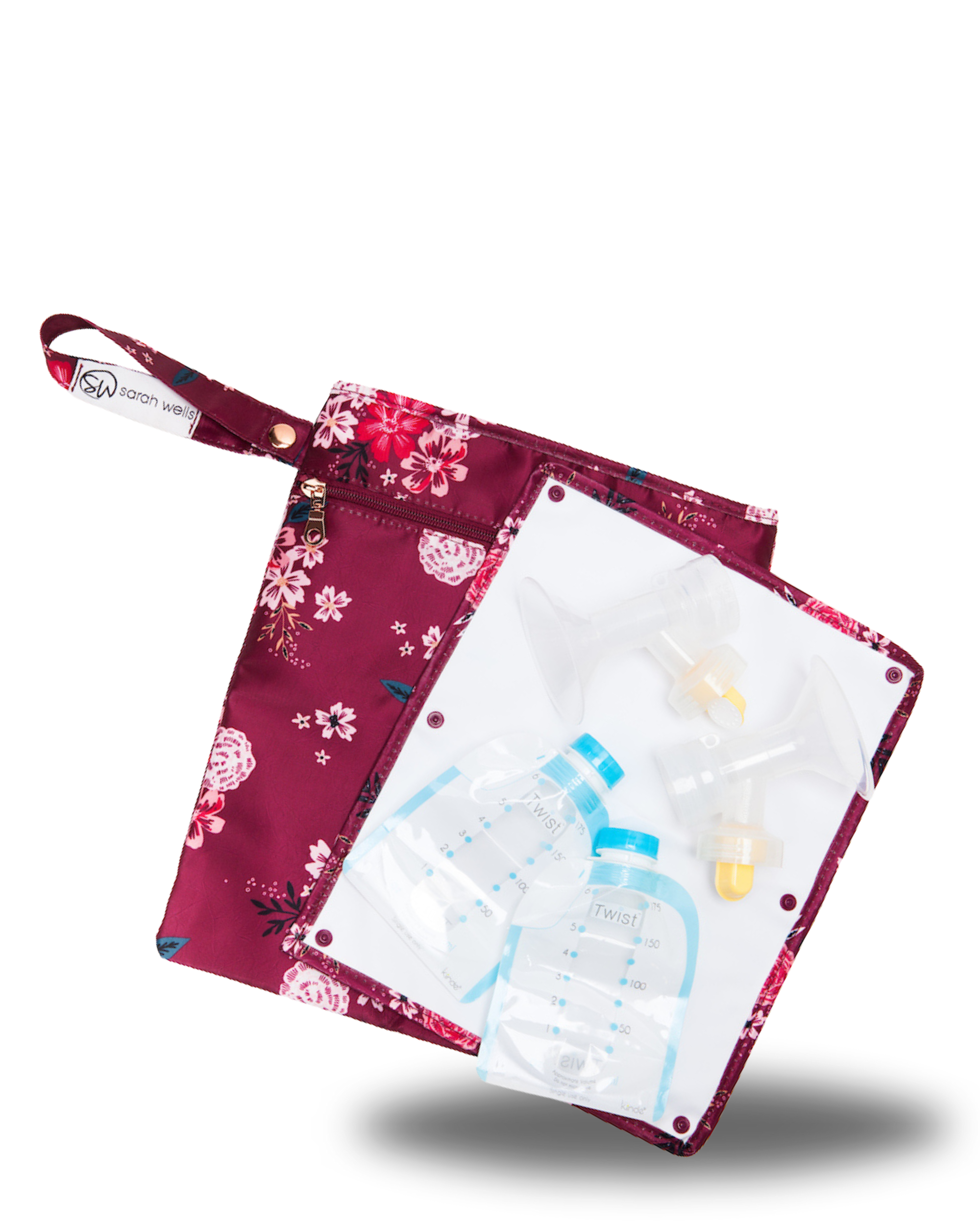 Sarah Wells Pumparoo Wet/Dry Bag – Compact Pump Parts Organizer with Waterproof Compartment &amp; Staging Mat – Machine Washable