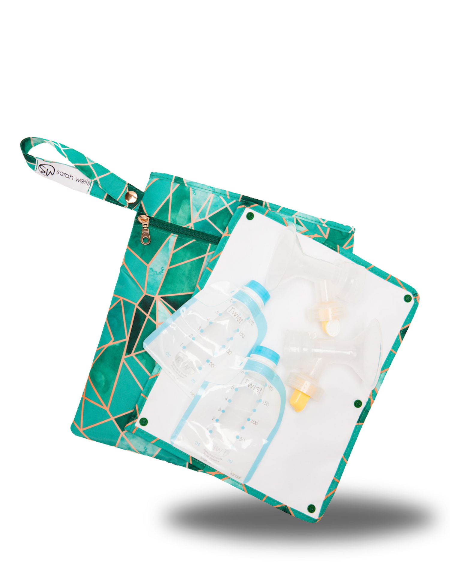 Sarah Wells Pumparoo Wet/Dry Bag – Compact Pump Parts Organizer with Waterproof Compartment &amp; Staging Mat – Machine Washable