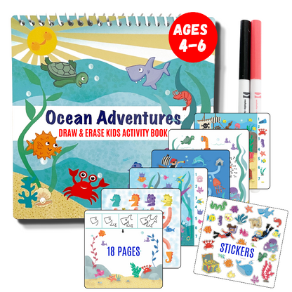 Small 7&quot; Dry Erase Activity Book (incl. 2 Washable Markers &amp; Reusable Stickers)