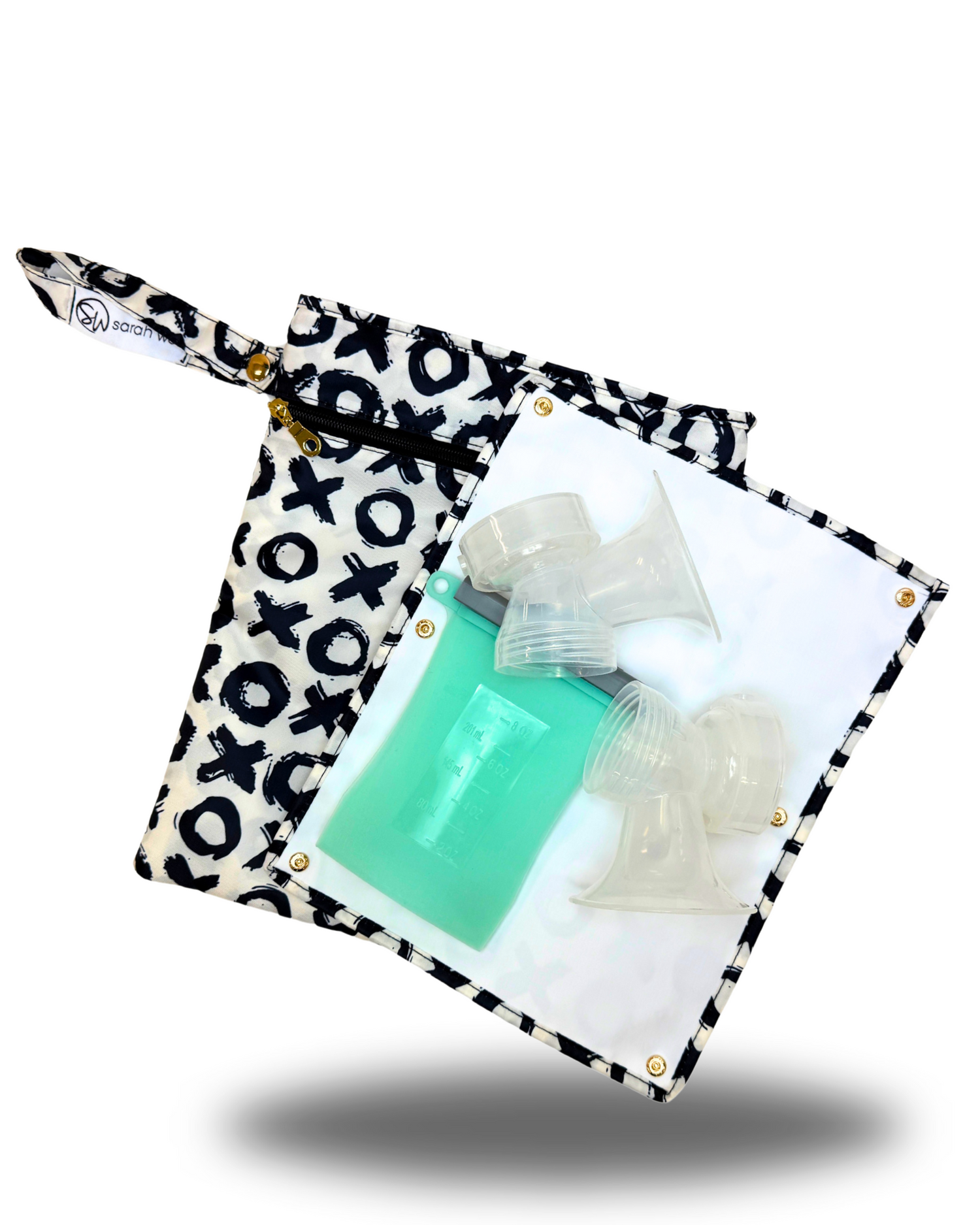 Sarah Wells Pumparoo Wet/Dry Bag – Compact Pump Parts Organizer with Waterproof Compartment &amp; Staging Mat – Machine Washable