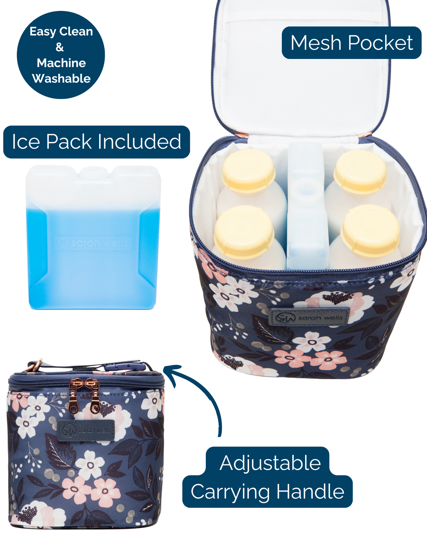 Cold Gold Breastmilk Cooler Bag (Ice Pack Included) (Le Floral)