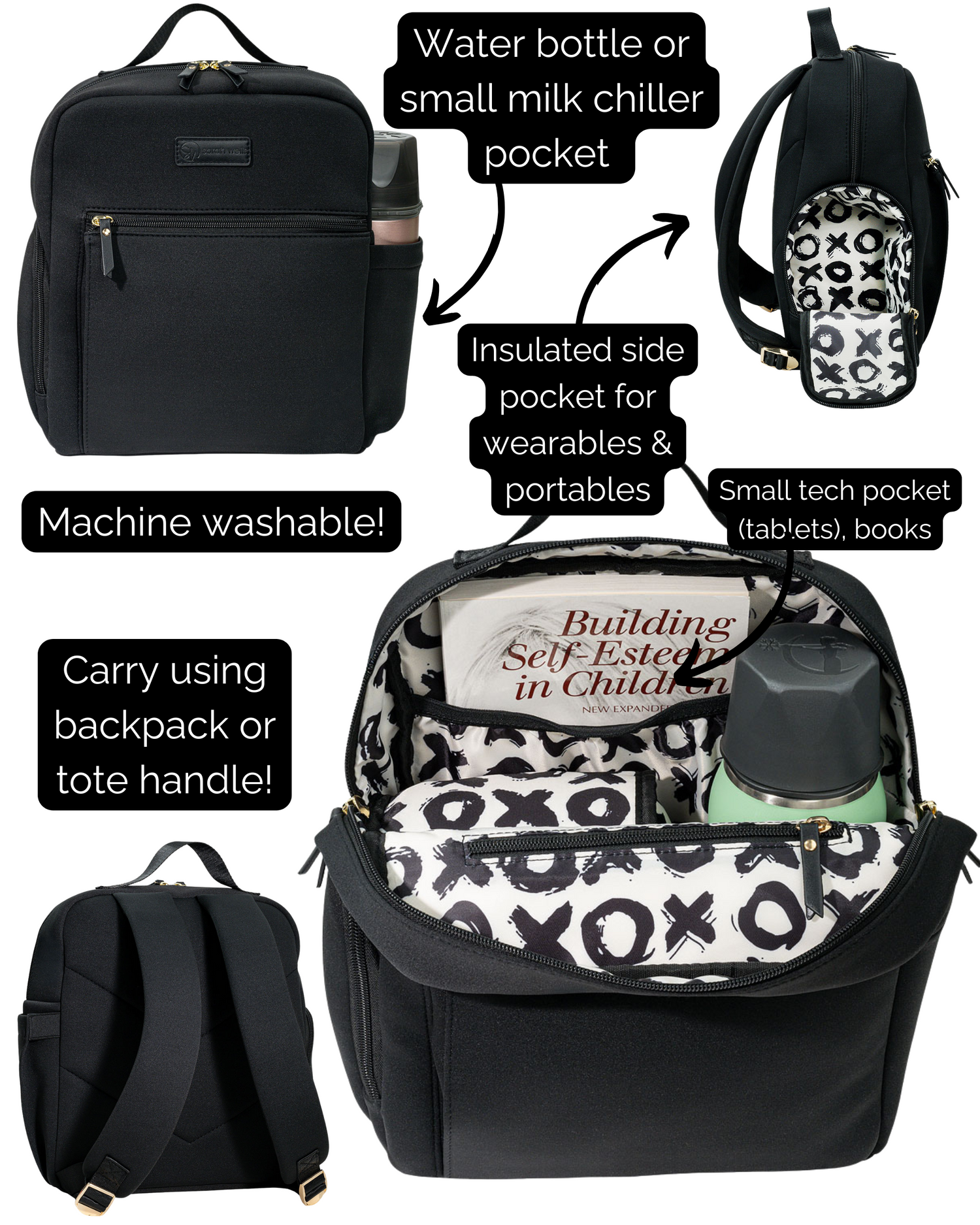 insulated mini backpack Fifi Mini Backpack (Black) – Sarah Wells Bags