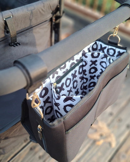 Sarah Wells Deluxe Stroller Caddy Organizer – Insulated, Machine-Washable with Crossbody Strap, Storage Pockets &amp; Luggage Sleeve