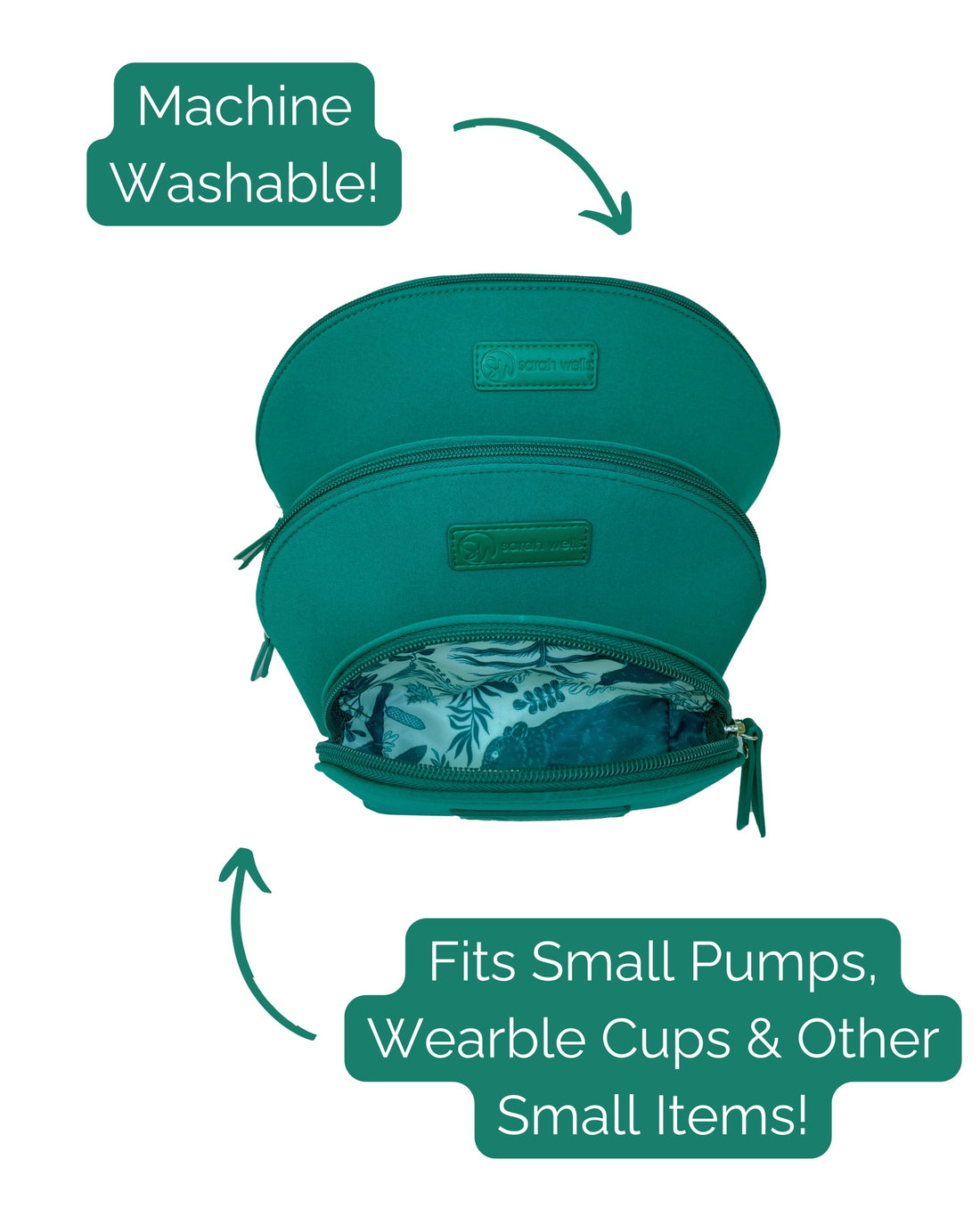 Sarah Wells PackSWell Neoprene Organizer Set of 3 – Washable Zipper Pouches for Pump Parts, Travel, Makeup, Snacks, Tech Cords &amp; More