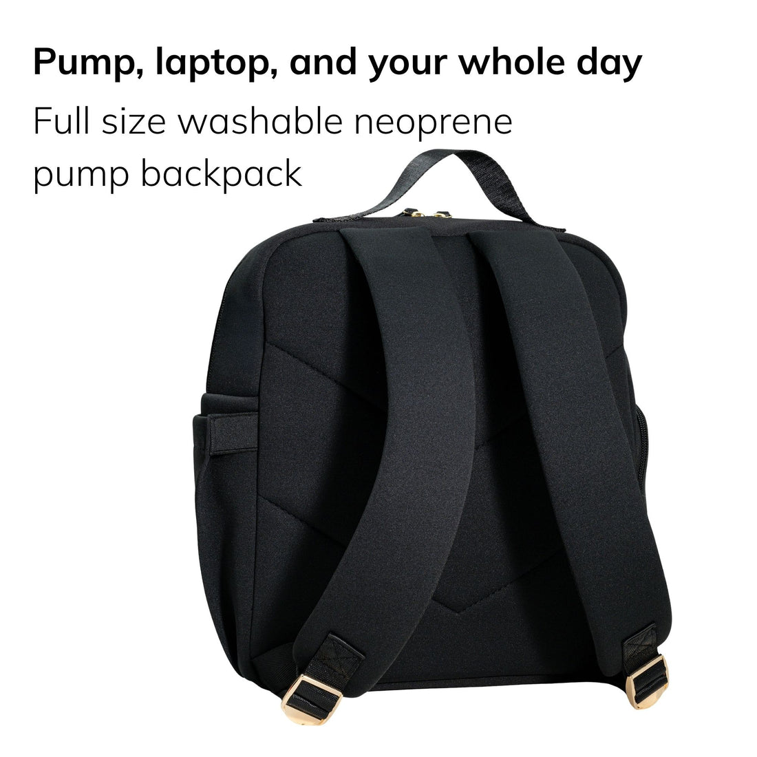 Sarah Wells Fiona pump backpack in Black on white background