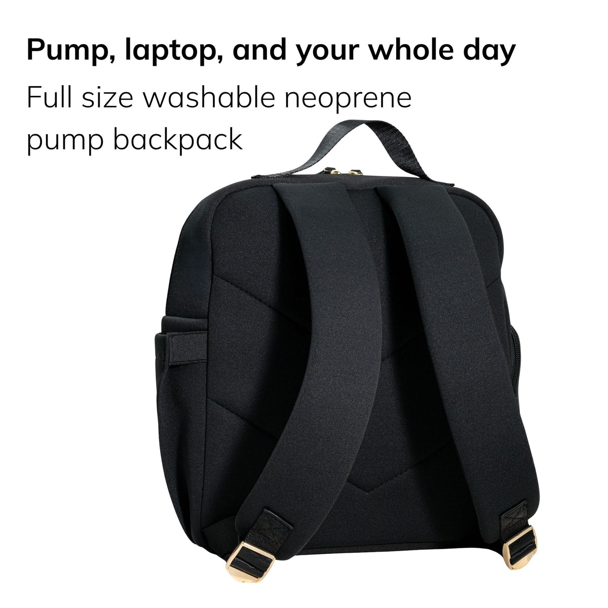 Sarah Wells Fiona pump backpack in Black on white background