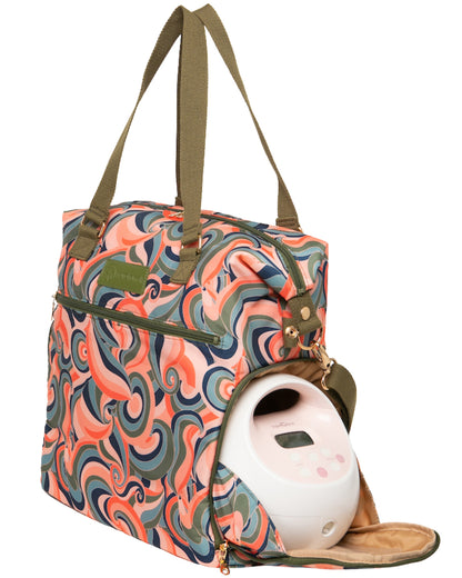 Sarah Wells Lizzy Breast Pump Tote – Lightweight, Easy-Clean Bag with Insulated Pocket, Laptop Sleeve &amp; Side Storage – Fits Pumps &amp; More