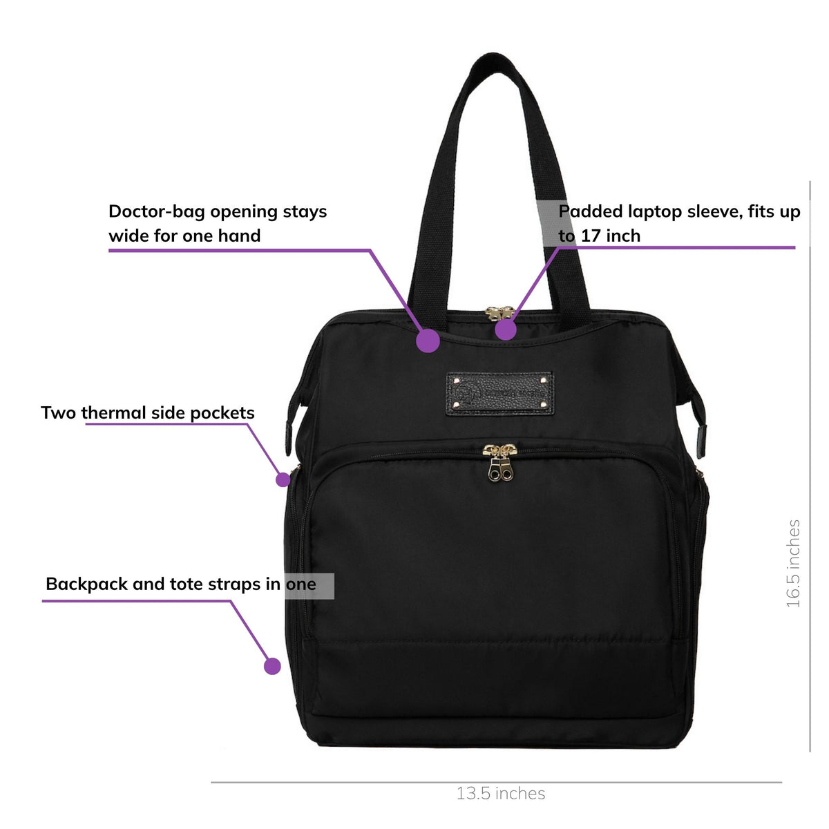 Sarah Wells Norah Breast Pump Backpack – Pumping Bag with Insulated Milk Storage, Laptop Sleeve &amp; Wide-Open Frame
