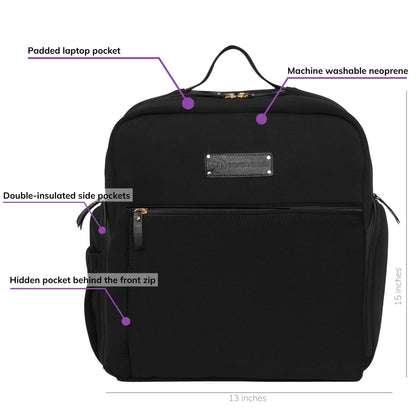 Sarah Wells Fiona Breast Pump Backpack – Neoprene, Machine Washable Bag with Insulated Storage, Laptop Sleeve &amp; Straps