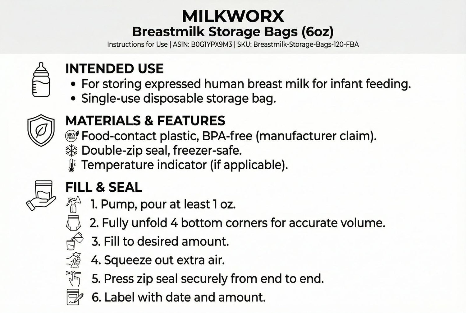 Breastmilk Storage Bags (Qty: 100)