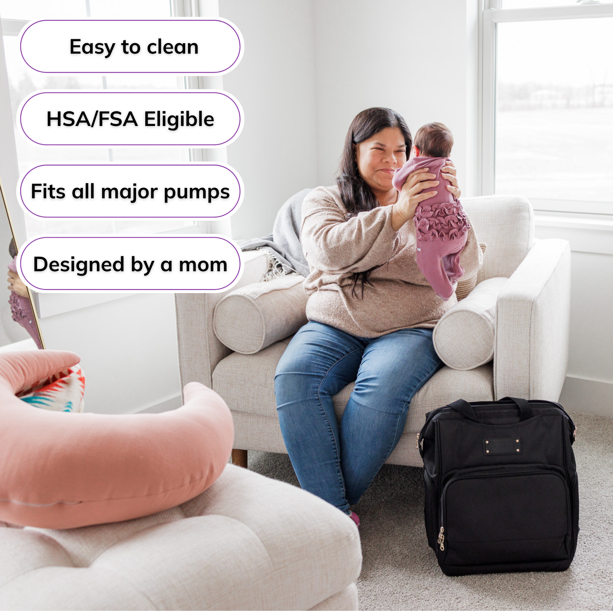 Norah Breast Pump Backpack (Black)