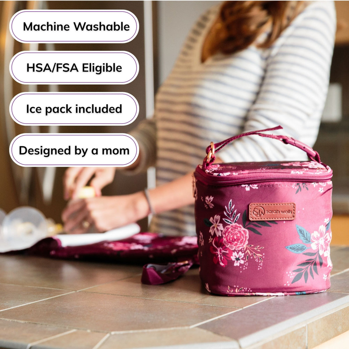 Sarah Wells Cold Gold Breastmilk Cooler – Insulated Milk Storage &amp; Ice Pack – Machine Washable for Moms